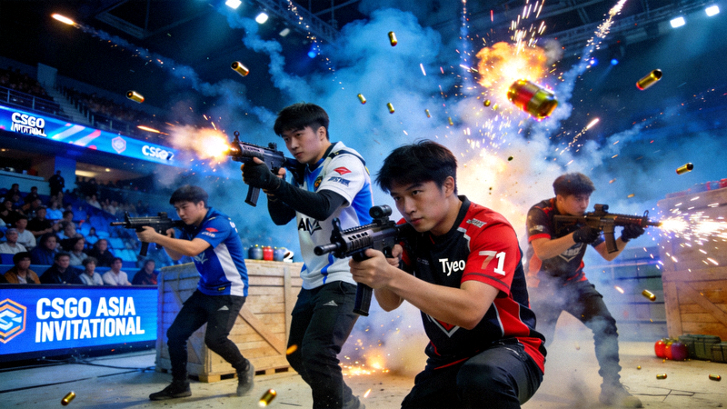 CSGO亚洲邀请赛Tyloo对阵T1的激烈枪战画面